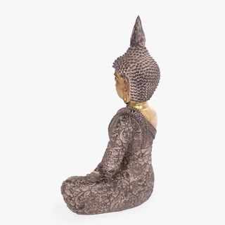 Figura Buda 33cm Meditando Budismo Estatua dorado