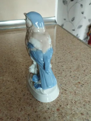 Figura pájaro porcelana azul y blanco Alto 13cm