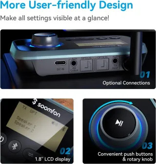 Soomfon Transmisor Receptor Bluetooth Velcro