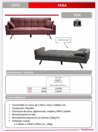 Sofá Cama Fara 3 Plazas Rosa