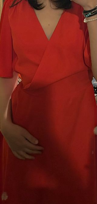 Vestito rosso GARAGE con maniche a sbuffo