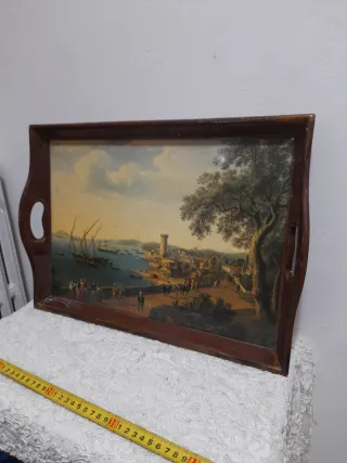 Antico vassoio decorativo resina   44/33cm