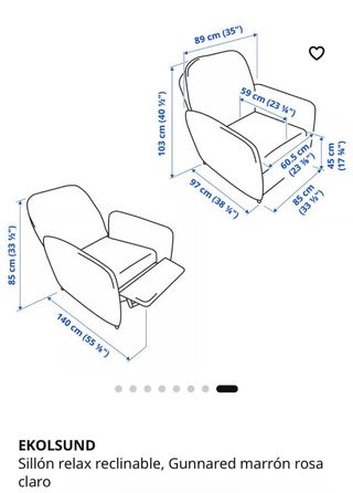 IKEA EKOLSUND Sillón 1 Plaza Reclinable Rosa