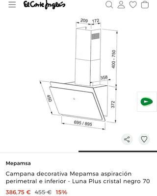 Campana extractora Mepamsa Negra
