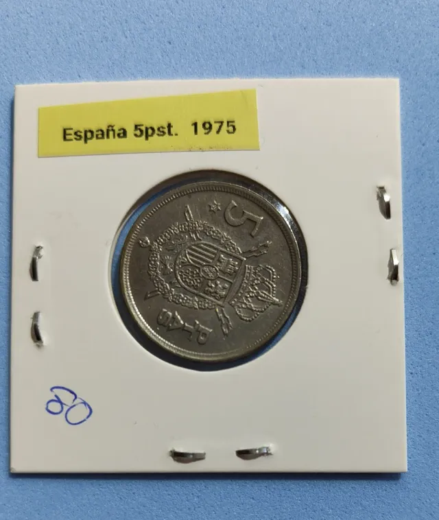 Lote 9 monedas 5 Pesetas 1975, 3 con estrella 80