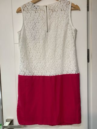 Vestido Frime Talla L Blanco y Fucsia