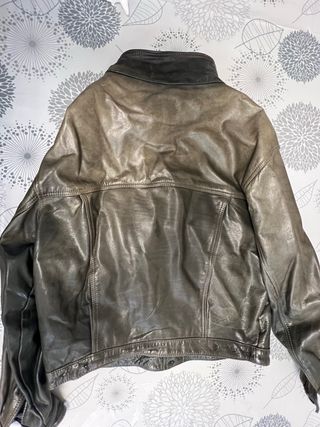 Giubbino uomo in pelle nero/grigio