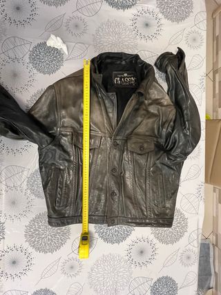 Giubbino uomo in pelle nero/grigio