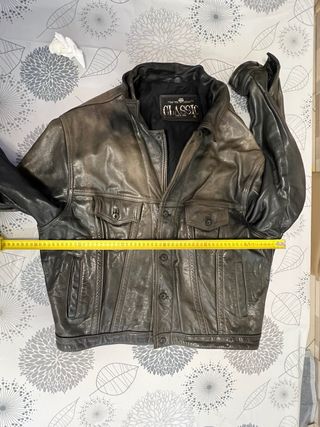 Giubbino uomo in pelle nero/grigio