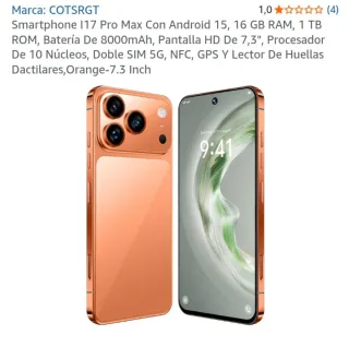 Smartphone COTSRGT I17 Pro Max 1TB Naranja