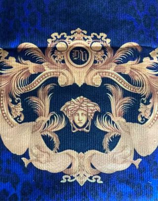 Cojín Estilo Versace Azul y Dorado