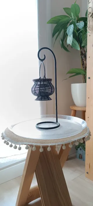 Farol portavelas de hierro forjado