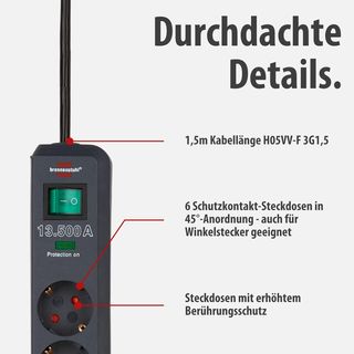 Brennenstuhl Eco-Line regleta de enchufes con 6 To