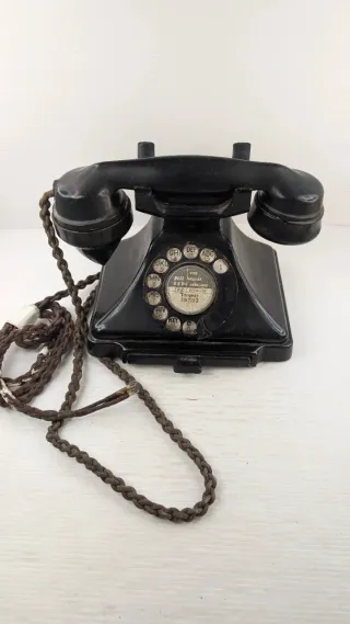 Teléfono antiguo GPO Bakelite Negro Giratorio