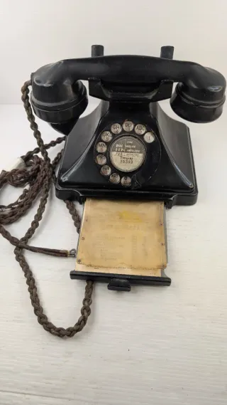 Teléfono antiguo GPO Bakelite Negro Giratorio
