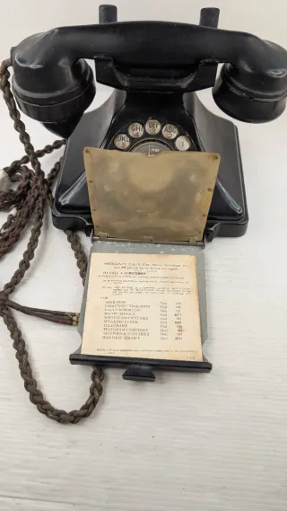 Teléfono antiguo GPO Bakelite Negro Giratorio