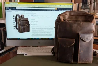 Mochila vintage cuero marrón