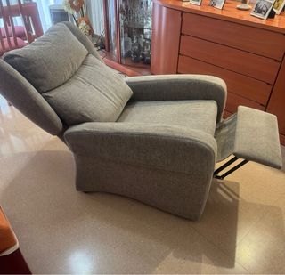 Butaca eléctrica reclinable tela beige/gris