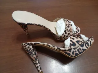 Sandali leopardati tacco alto 12cm. Plato' 2 cm 43