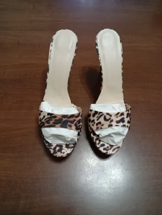 Sandali leopardati tacco alto 12cm. Plato' 2 cm 43