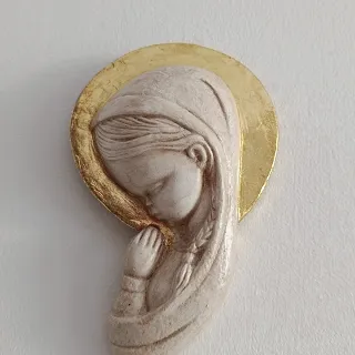 Virgen Niña Escayola Relieve Dorado
