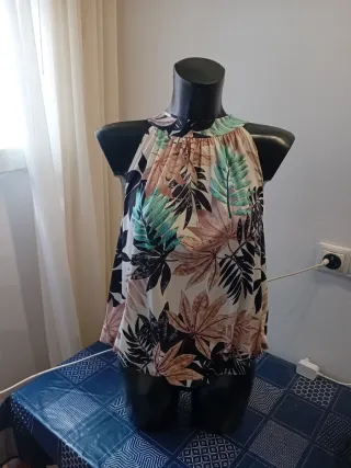 Jersey estampado hojas halter