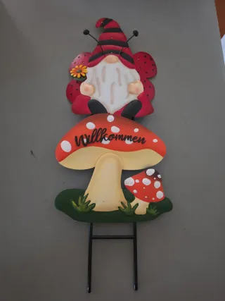 Estaca decorativa jardín Willkommen