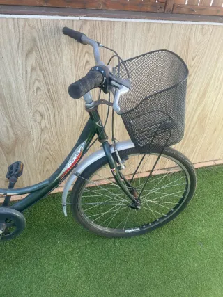 Bicicleta verde con guardabarros
