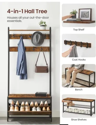 VASAGLE Perchero Zapatero, Perchero Recibidor