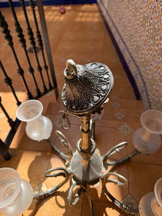 Lámpara de bronce y cristal