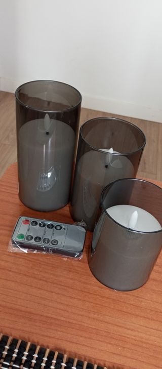 Set di 5 Candele LED Bianche e Grigie