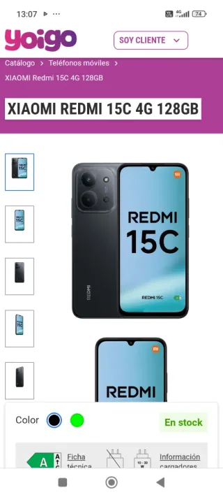 Xiaomi Redmi 15C 128GB Negro