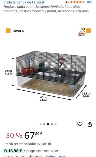 Jaula Hámster Ferplast Favola + Accesorios + pack