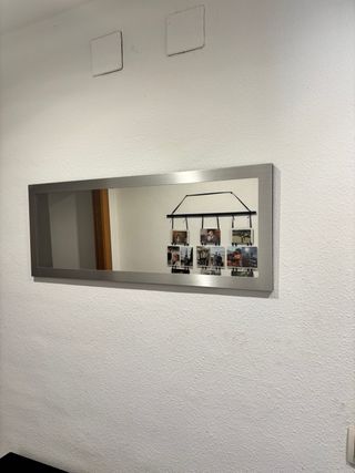 Mueble recibidor madera maciza negro con espejo