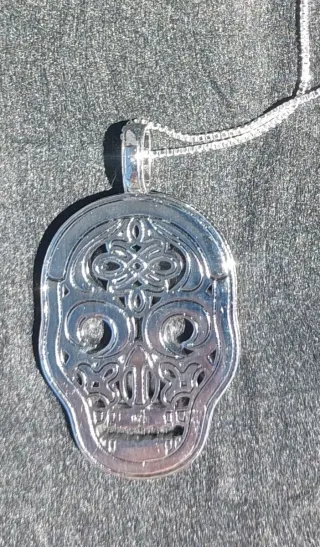 Collar Calavera Plata Ley