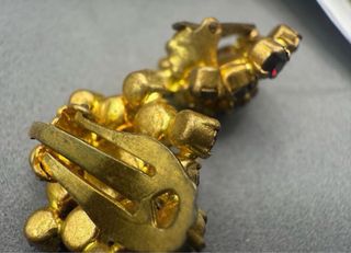 Orecchini vintage clip oro e rossi