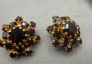 Orecchini vintage clip oro e rossi