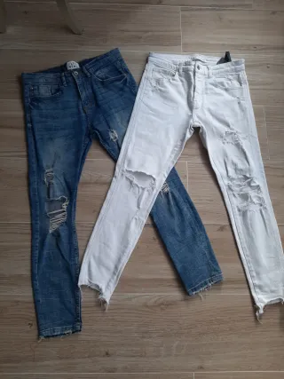 2 Vaqueros hombre talla M. Azul y Blanco