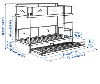Litera Ikea VITVAL con cama adicional+colchón.