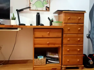 Dormitorio Litera madera, escritorio y cajonera