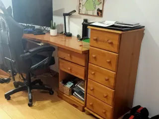 Dormitorio Litera madera, escritorio y cajonera