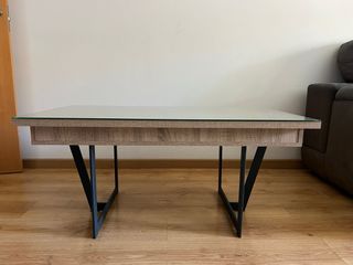 Mesa auxiliar abatible cristal y madera