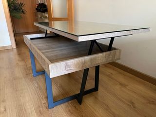 Mesa auxiliar abatible cristal y madera