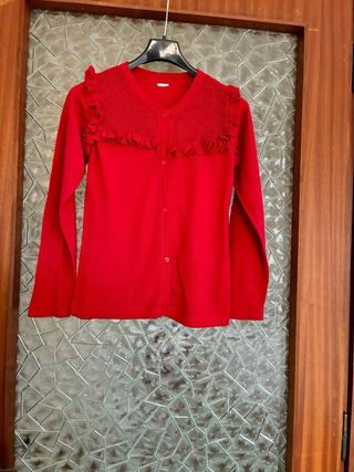 Cardigan romantico rosso bambina taglia 134