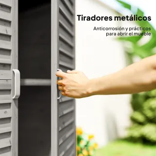 Armario Terraza Madera 2 Estantes