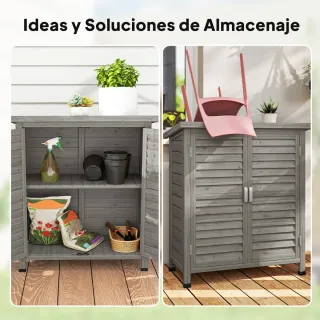 Armario Terraza Madera 2 Estantes