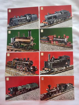 Lote de 16 postales de trenes antiguos