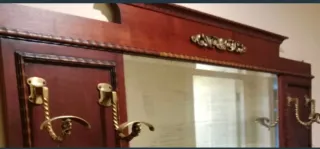 Mueble recibidor. Perchero. Madera, metal y espejo