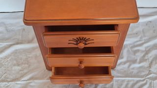 Mesita de noche 3 cajones madera miel