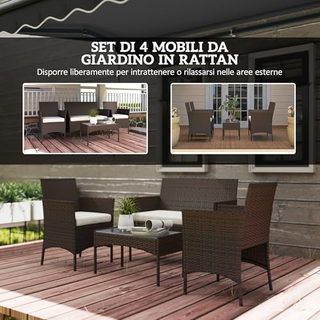 Set di Mobili da Giardino in Rattan 4 Pezzi, Salot